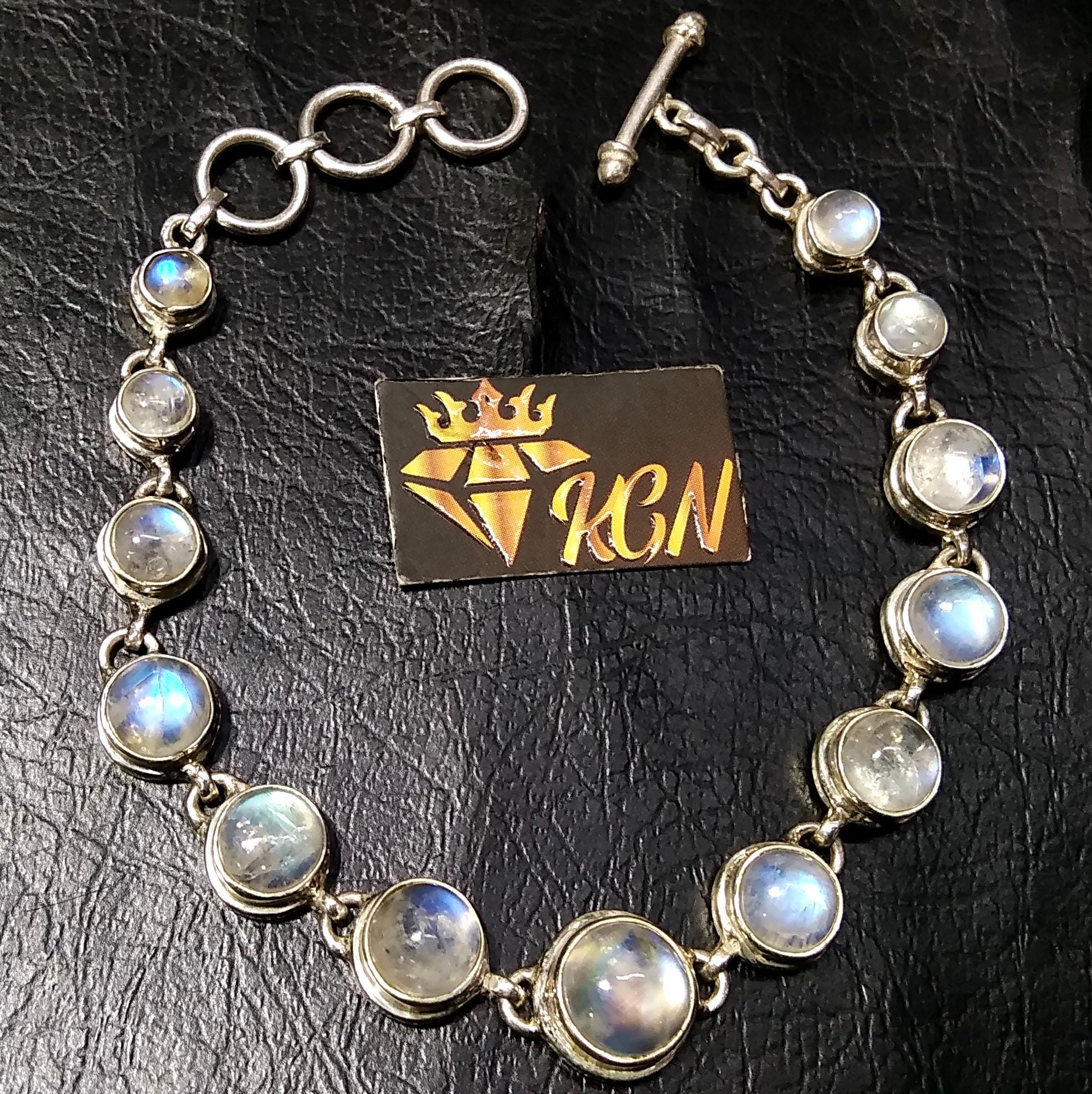 Natural Rainbow Moonstone Bracelet, Good Quality Gemstone Bracelet, 925 Sterling Silver Jewelry, Handmade Bracelet, Gift For Girls & Women.